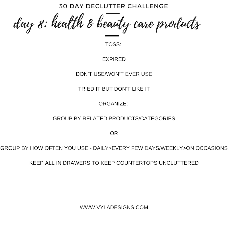 30 DAY DECLUTTER CHALLENGE -HEALTH AND BEAUTY CARE PRODUCTS