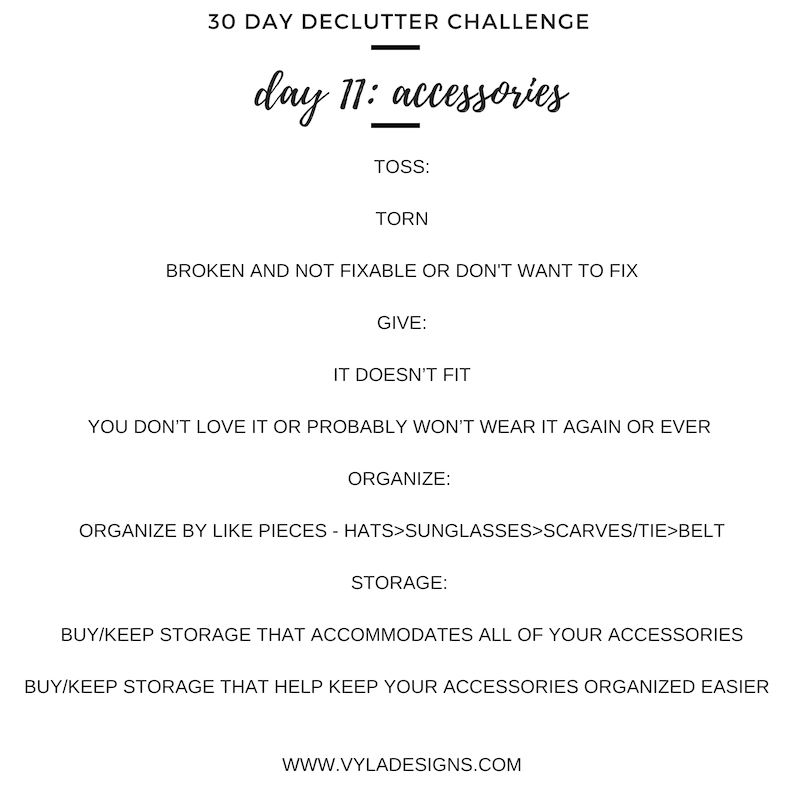 30 DAY DECLUTTER CHALLENGE – ACCESSORIES