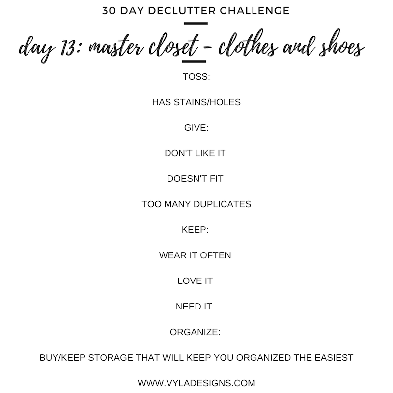 30 DAY DECLUTTER CHALLENGE – MASTER CLOSET