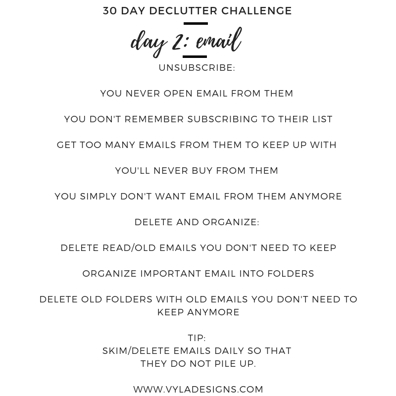 30 DAY DECLUTTER CHALLENGE – EMAIL