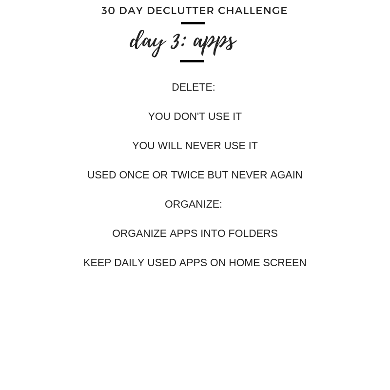 30 DAY DECLUTTER CHALLENGE – APPS