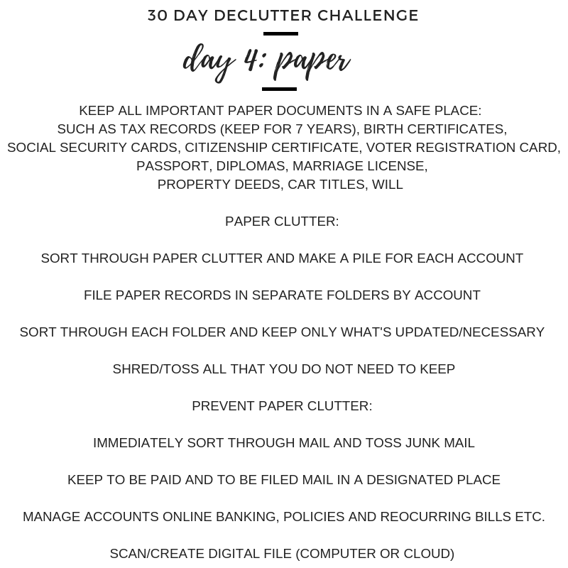 30 DAY DECLUTTER CHALLENGE – PAPER