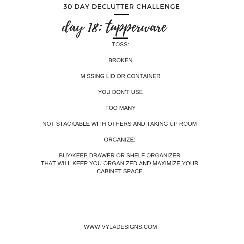 30 DAY DECLUTTER CHALLENGE – TUPPERWARE