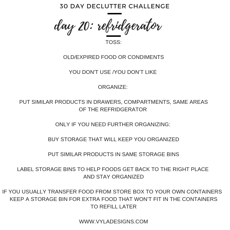 30 DAY DECLUTTER CHALLENGE – REFRIDGERATOR